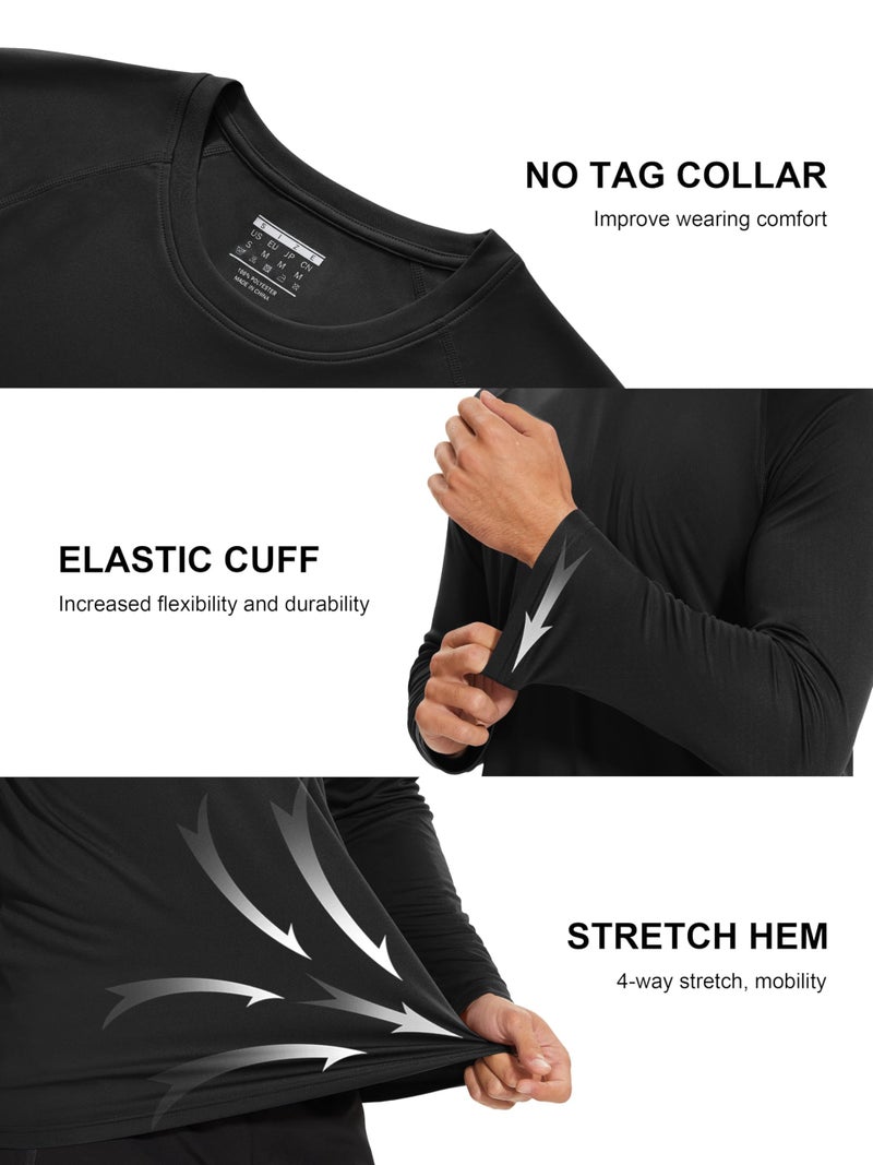 MAGCOMSEN Shirts for Men Long Sleeve Athletic Running Workout UV Sun Fishing Rashguard Hiking Shirt Swim Gym UPF 50 Shirts Black - Image 4